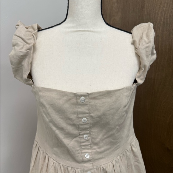 STAUD Cream Ruffled Midi Dress - Picture 3 of 4